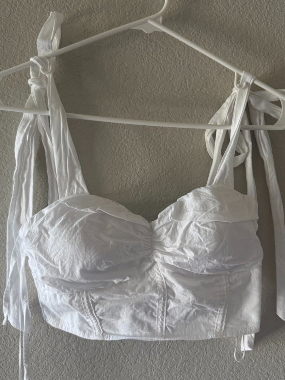 NWT Amable by Mable White Tie-Strap Corset Crop Top